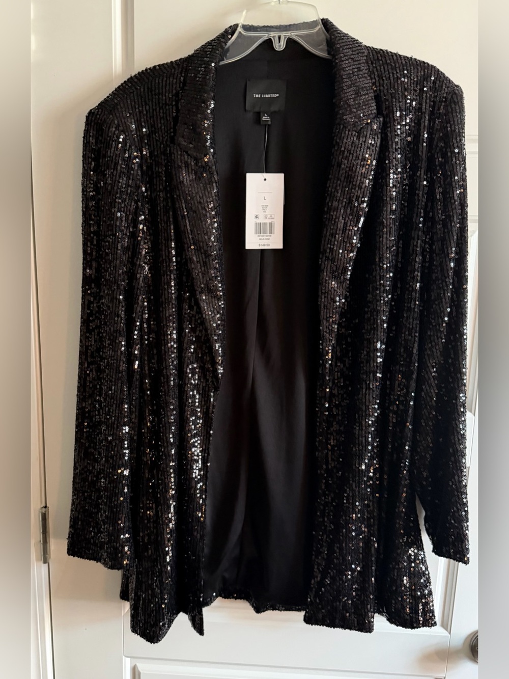 The Limited Black Sequin Blazer Jacket Large NWT Holiday Party Evening - Picture 2 of 7